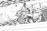 Jaws Quint Death Coloring Pages Movie Shark Printable Deviantart Adult Killed Sketch Kids sketch template