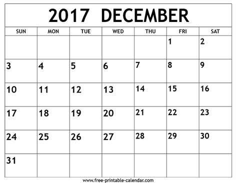 december 2017 calendar printable calendar template printable december calendar blank