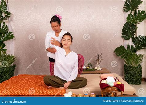 asian young woman reflexology  body thai massage  spa concept