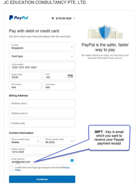 instructions   paypal payment