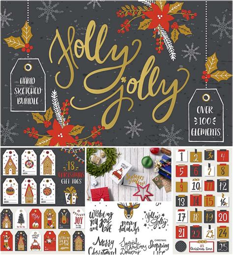 Set Of 100 Christmas Illustrations And Advent Calendar For Lovely