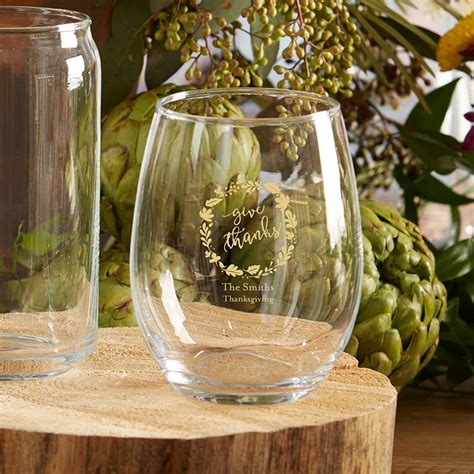 Personalized 9 Oz Stemless Wine Glass Thanksgiving Kate Aspen