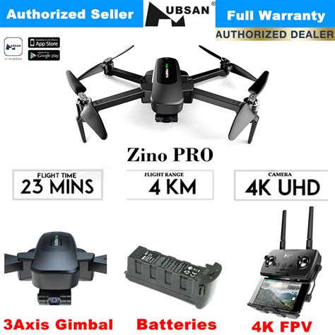 hubsan zino pro drone ultra hd  quadcopter  km fpv  axis gimbal camera  camera drones