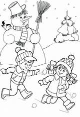 Winter Kleurplaat Sneeuw Zima Coloring Kids Kleuters Pages Voor Kleurplaten Playing Para Christmas Desenhos Colorir Ru Drawing Inverno Noel Colouring sketch template