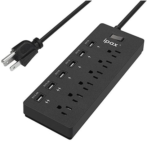 ipax power strip  usb ports long cord  usb ports  ac outlets surge protector surge