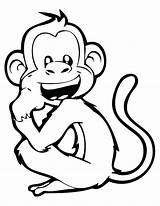 Monkey Coloring Laughing Pages Drawing Monkeys Line Printable Kids Print Hanging Cute Books Colouring Color Animal Drawings Sheets Kid Girl sketch template