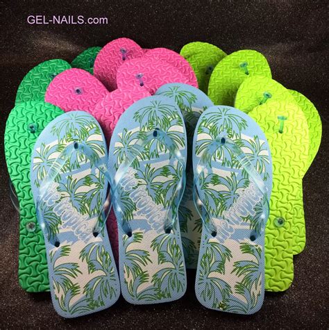 beach  spa flip flops mix colors  pairs gel nails