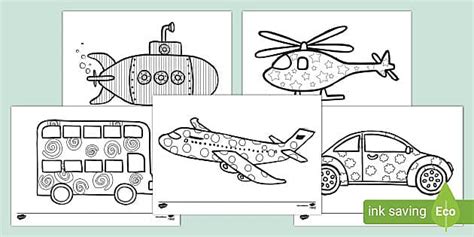 transport art colouring sheets creative resources twinkl