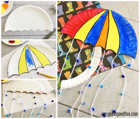 umbrella paper plate craft weather crafts  kids easy peasy  fun