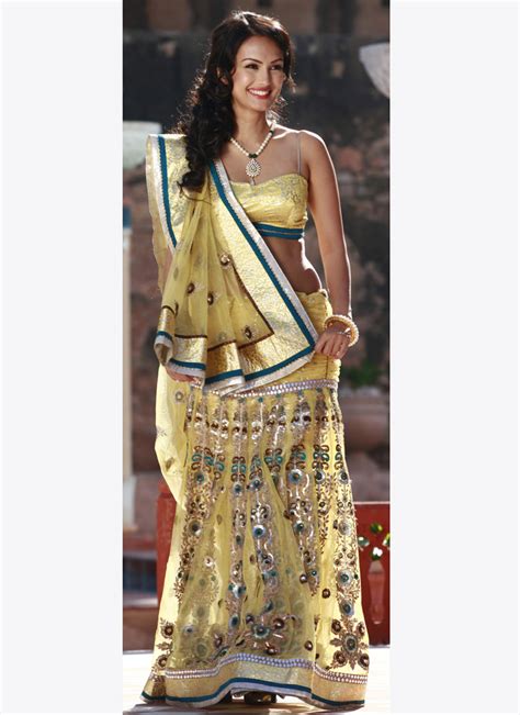 fashion india net lehenga style saree