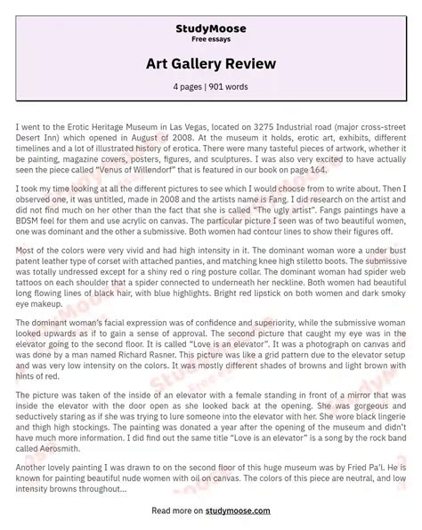 art gallery review  essay sample