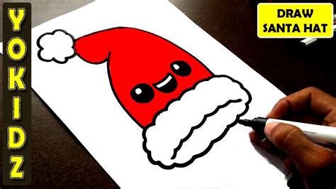 draw santa hat easy youtube