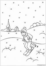 Coloring Scene Winter Pages Printable Color Print Kids Drawing sketch template