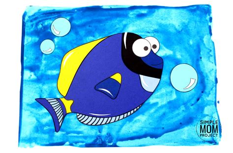 cut  paste blue tang dory craft  kids   template