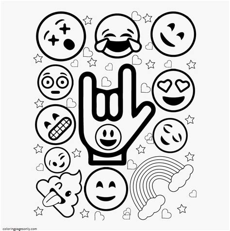 printable emojis  coloring page coloring page page  kids  adults