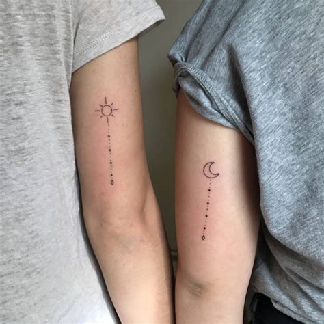 matching sun  moon tattoos tattoogridnet