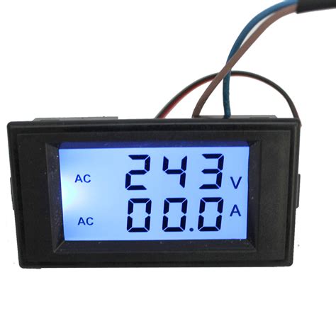 digital ac voltmeter ammeter   blue lcd dual panel volt amp combo meterct