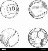 Set Balls Sport Ball Pool Drawing Alamy Stock sketch template