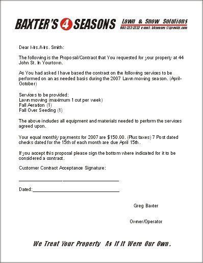 lawn care contract template  inspirational  printable lawn care