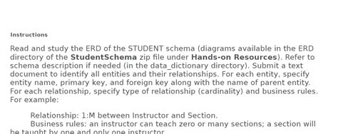 instructions read  study  erd   student schema diagrams