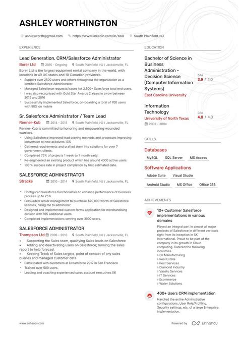 top salesforce administrator resume examples samples