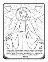 Mary Coloring Hail Prayer Pages Religion Color Pray Catholic May Activities Ccd Jesus Sunday School Crafts Printed Below Uploaded User sketch template