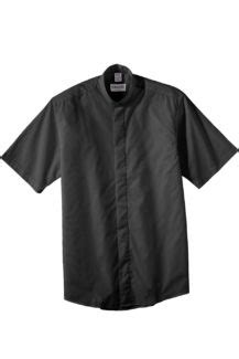 banded collar short sleeve black shirt  buss  allan uniform