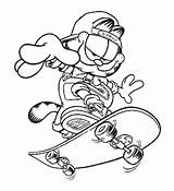 Coloring Skateboard Skateboarding Garfield Jeffersonclan Designlooter sketch template