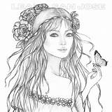 Enchantment Fairy Grayscale Dibujos sketch template