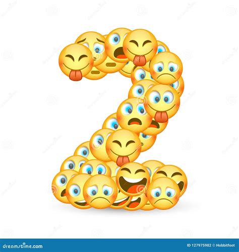 set  emoticons shaped   number stock vector illustration