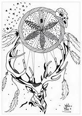 Cerf Attrape Adulti Reve Justcolor Malbuch Erwachsene Adultos Valentin Impressionnant Dreamcatcher sketch template