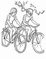 Riding Bikes Girls Coloring Pages Bicycle Kids Girl Sheets Bike Drawing Printable People Vintage Adult Activity sketch template