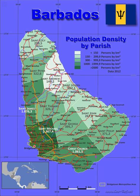Barbados Country Data Links And Map By Administrative Structure