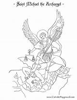 Michael Saint Coloring St Archangel Kids Catholic Pages Crafts Raphael Catholicplayground Open Angel sketch template