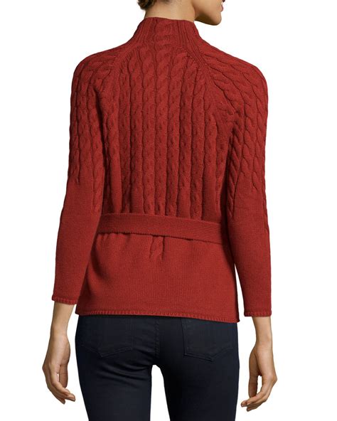 Lyst Lafayette 148 New York Cashmere Cable Knit Belted