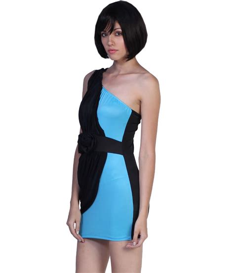 fascinating lingerie blue and black dazzling one shoulder ruched with