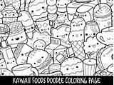 Coloring Kawaii Pages Cute Doodle Printable Food Foods Print Adults Girls Colouring Color Kids Animal Colorin Etsy Getcolorings Book Unicorn sketch template