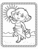 Dora Beach Pages Coloring Colouring Summer Explorer Template Boots Backpack Doratheexplorertvshow Printable sketch template