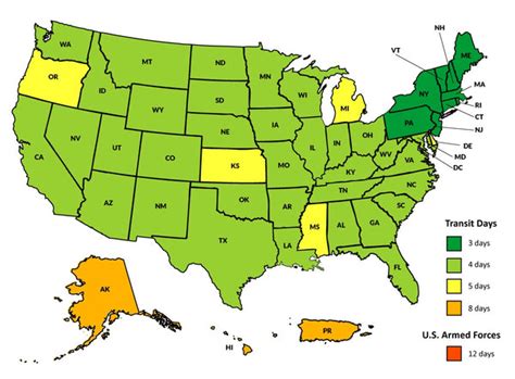 Usps First Class Mail Time Map Letter