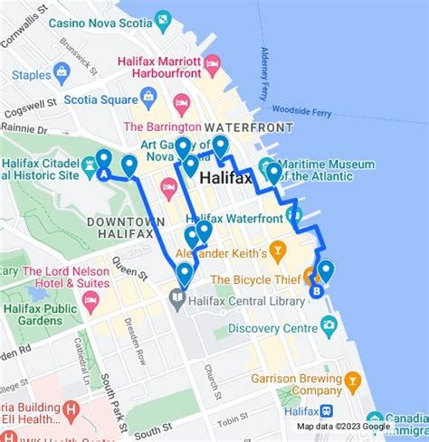 halifax  walking tours route google  maps