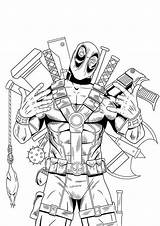 Deadpool Spiderman Colorir Herois Superhero sketch template