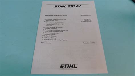 parts list manual  stihl  av chainsaw man   ebay