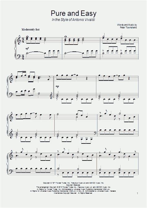 pure and easy piano sheet music onlinepianist