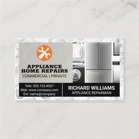 appliance repair home services marble border business card zazzle
