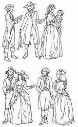 Clothing Fashion 1800 Century Clothes Historical 1700s Women 1770 18th Coloring Pages Americanrevolution Colorear Ropa Para Sheets Wear sketch template