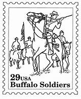 Coloring Buffalo Soldiers Stamp Pages Printable Postage Soldier Stamps People Postal Sheets Army Print Choose Board sketch template