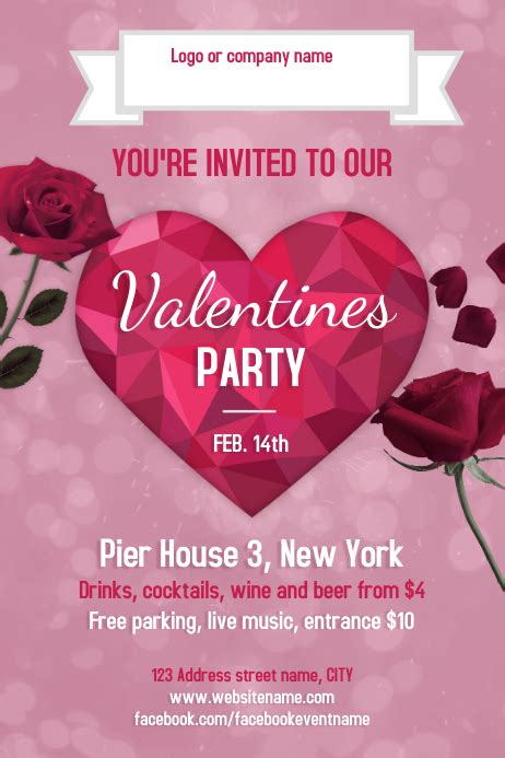 valentines day party poster template postermywall
