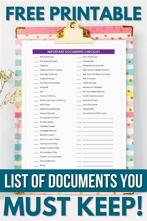 important papers  documents      checklist
