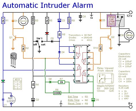 automatic intruder alarm circuit diagram