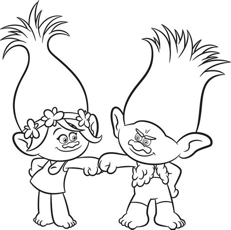 poppy  branch smiling coloring page  printable coloring pages